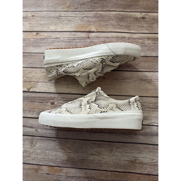 Keds Remi Slip on, Sneaker Womens, Cream Snakeskin Leather, 8 Medium - Picture 2 of 8